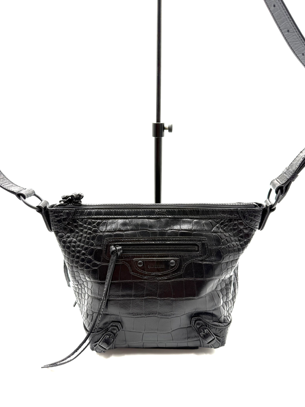 Balenciaga Neo Classic Hobo Crocodile Embossed Leather