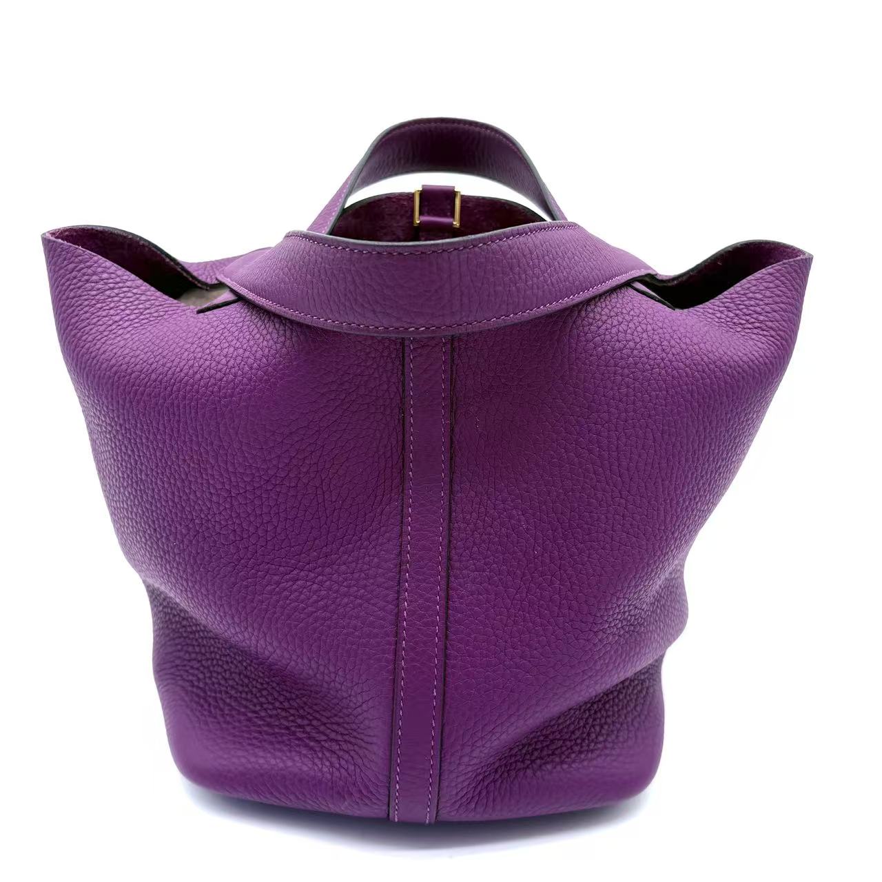 Purple Taurillon Clemence Leather Picotin 22 Bag