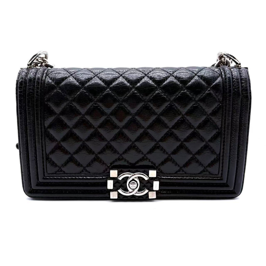 Boy Flap Bag Quilted Plexiglass Patent Old Medium