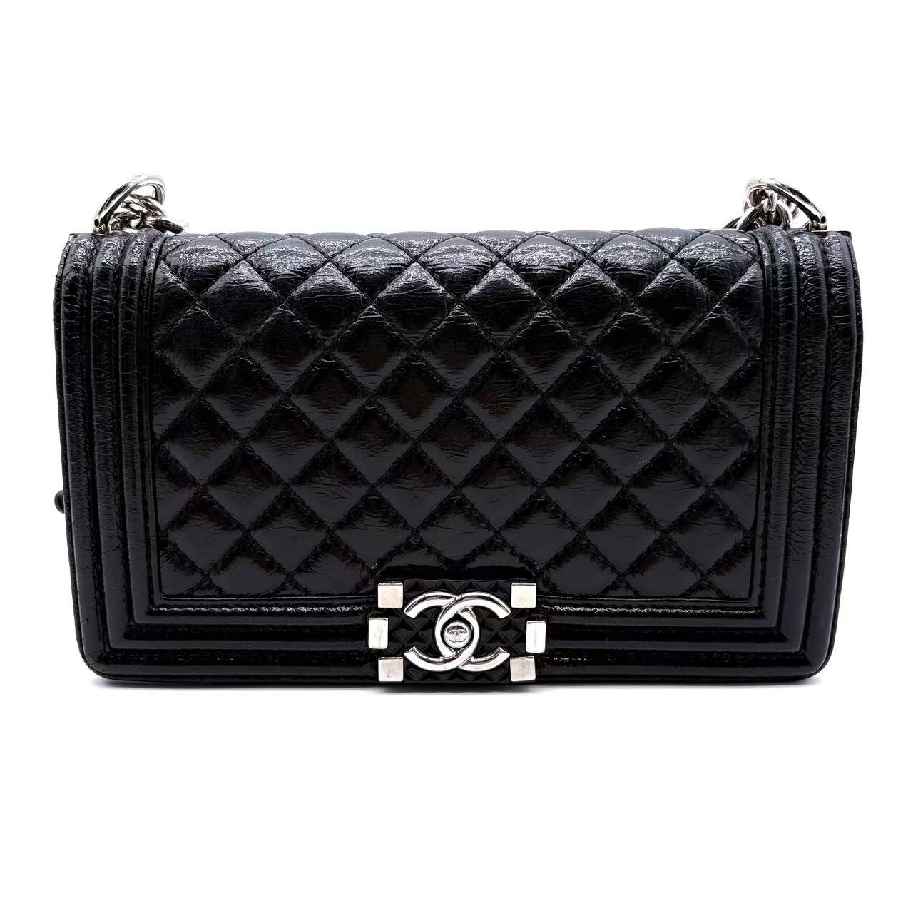 Boy Flap Bag Quilted Plexiglass Patent Old Medium