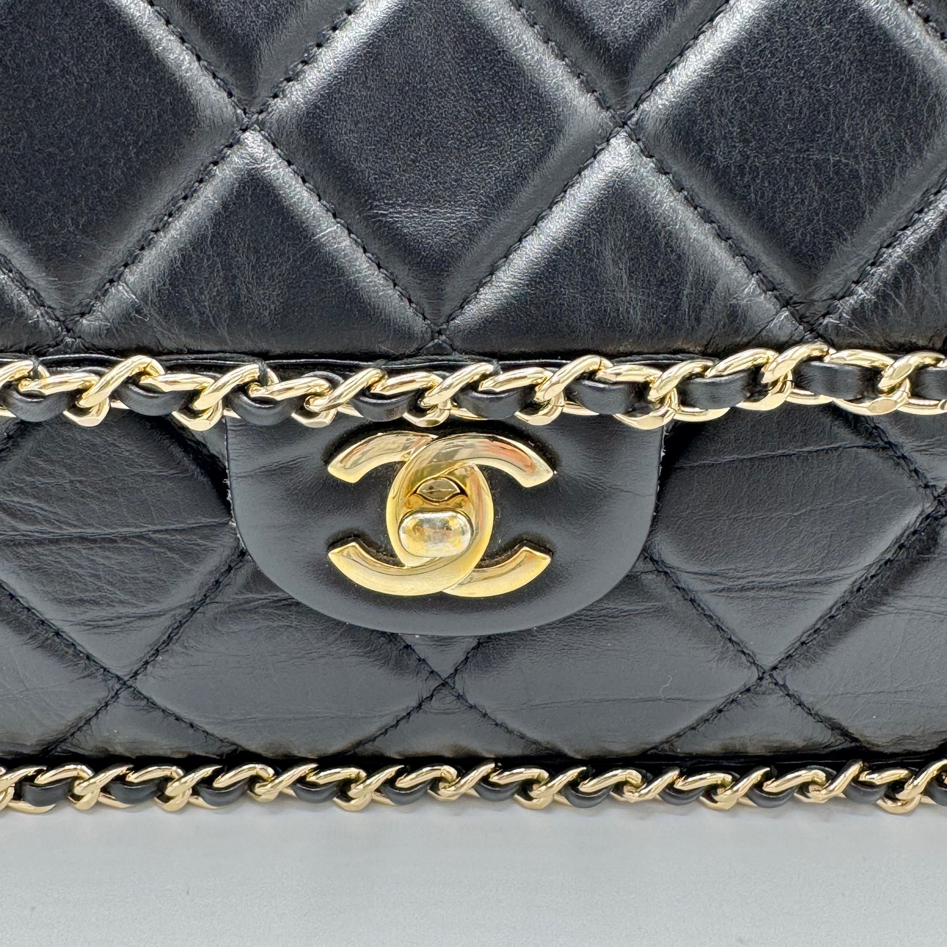 Chanel  Crumpled Calfskin Medium Chain All Over Flap