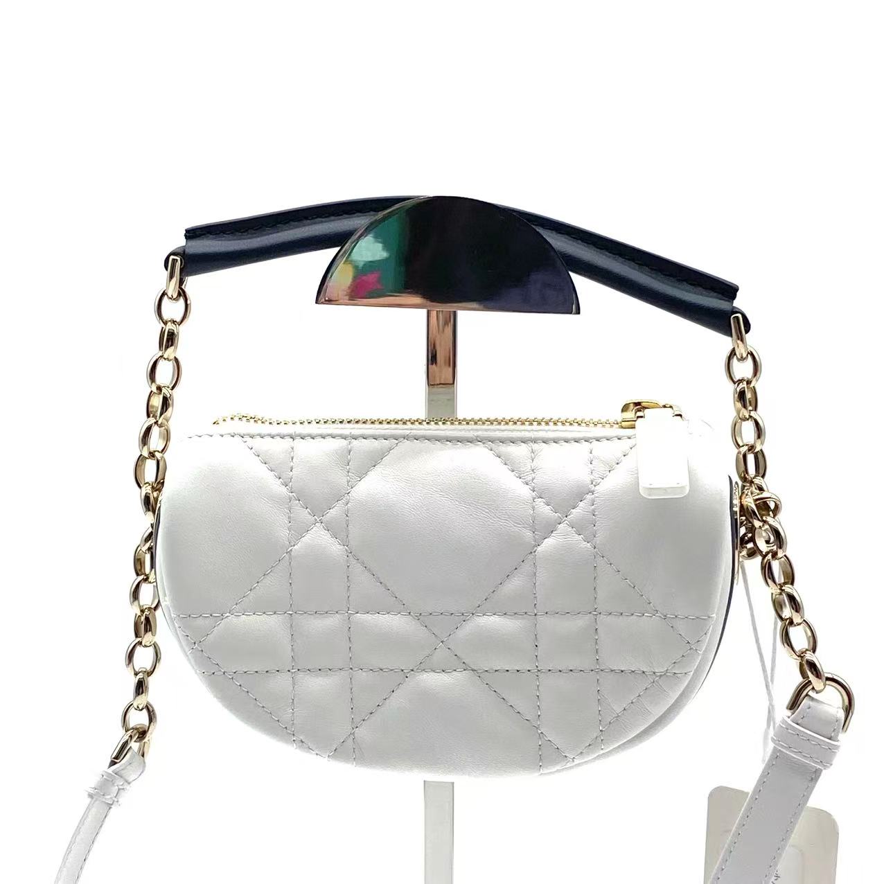 Lambskin Cannage Small Dior Vibe Hobo Bag Cloud