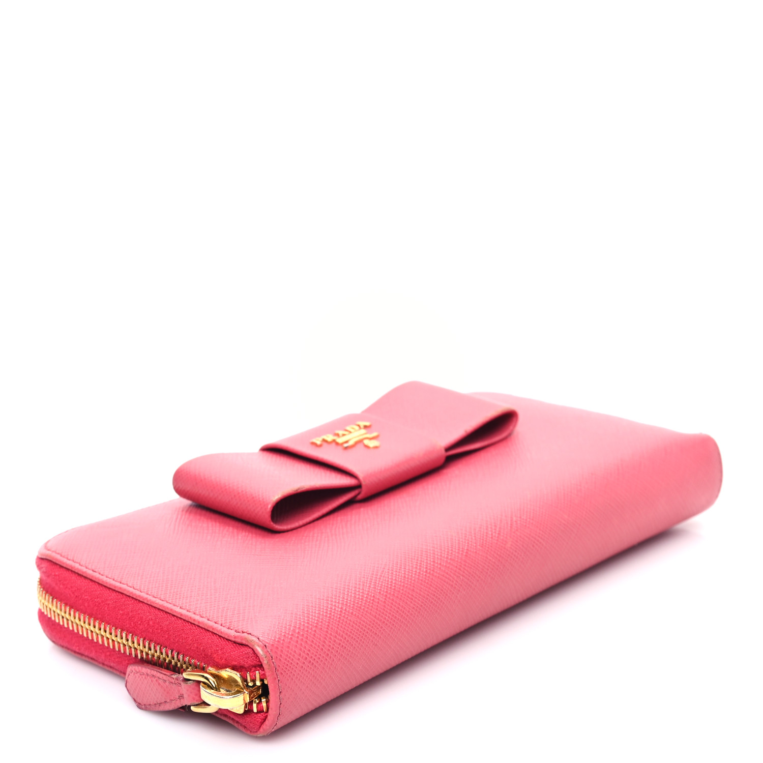 Saffiano Fiocco Bow Zip Around Wallet Twins