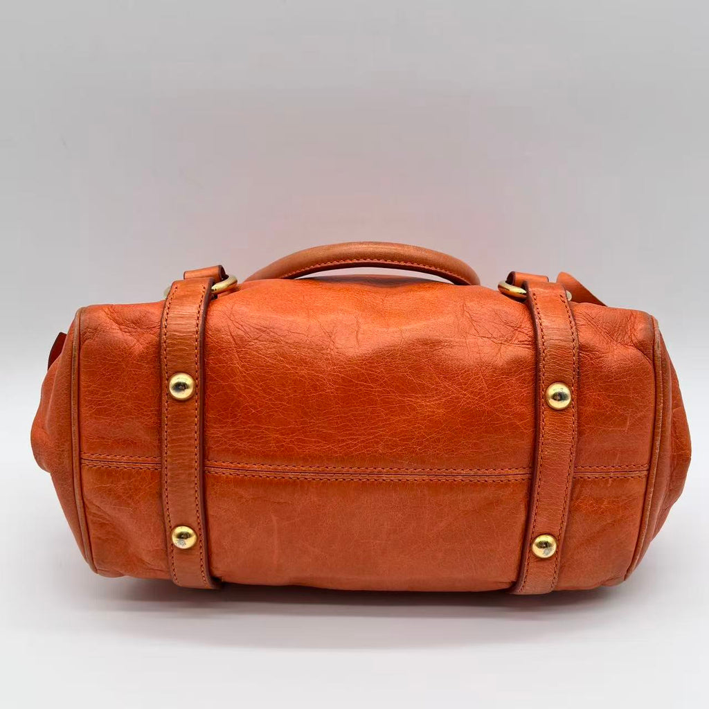 Bow bag leather handbag