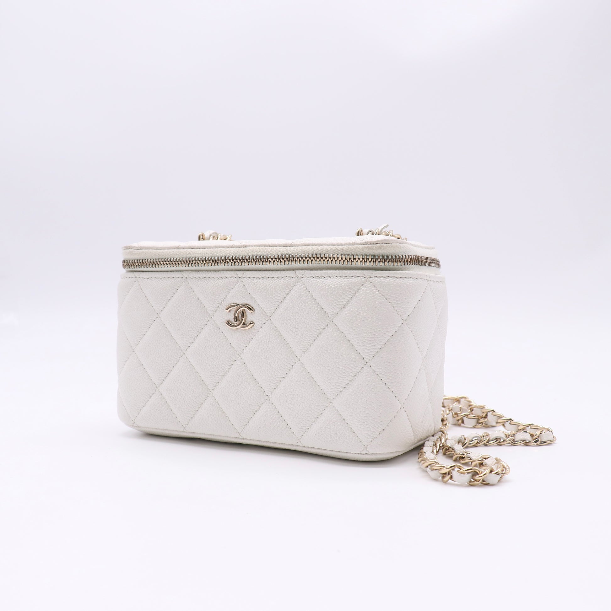 Chanel Classic Caviar Quilted Vanity Case with Chain twins LDZ642
