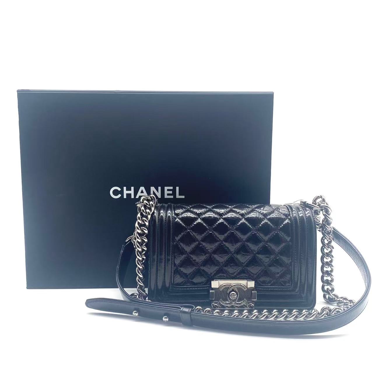 Boy Flap Bag Quilted Patent Small