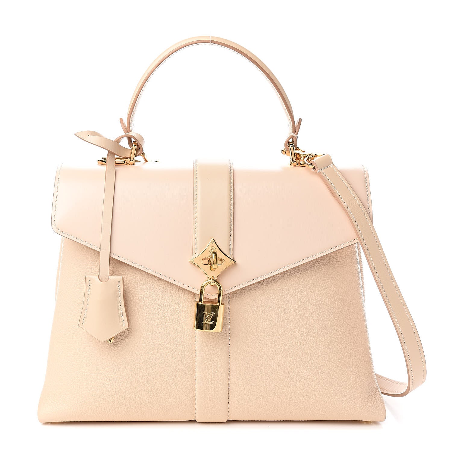 Rose Des Vents MM Grained Leather Top Handle Crossbody Bag Creme - twins