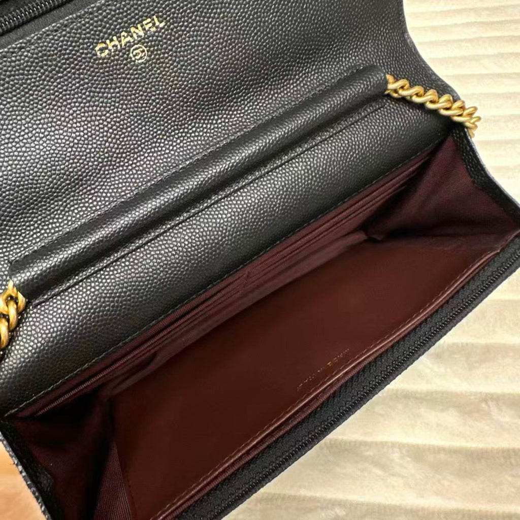 Caviar Suede Stitched Lady Coco Flap Black