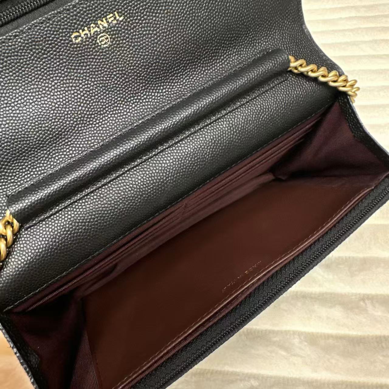 Caviar Suede Stitched Lady Coco Flap Black
