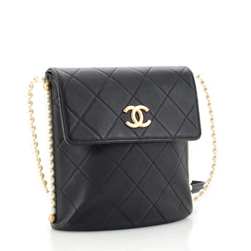 About Pearls Flap Hobo Quilted Calfskin Small Twins