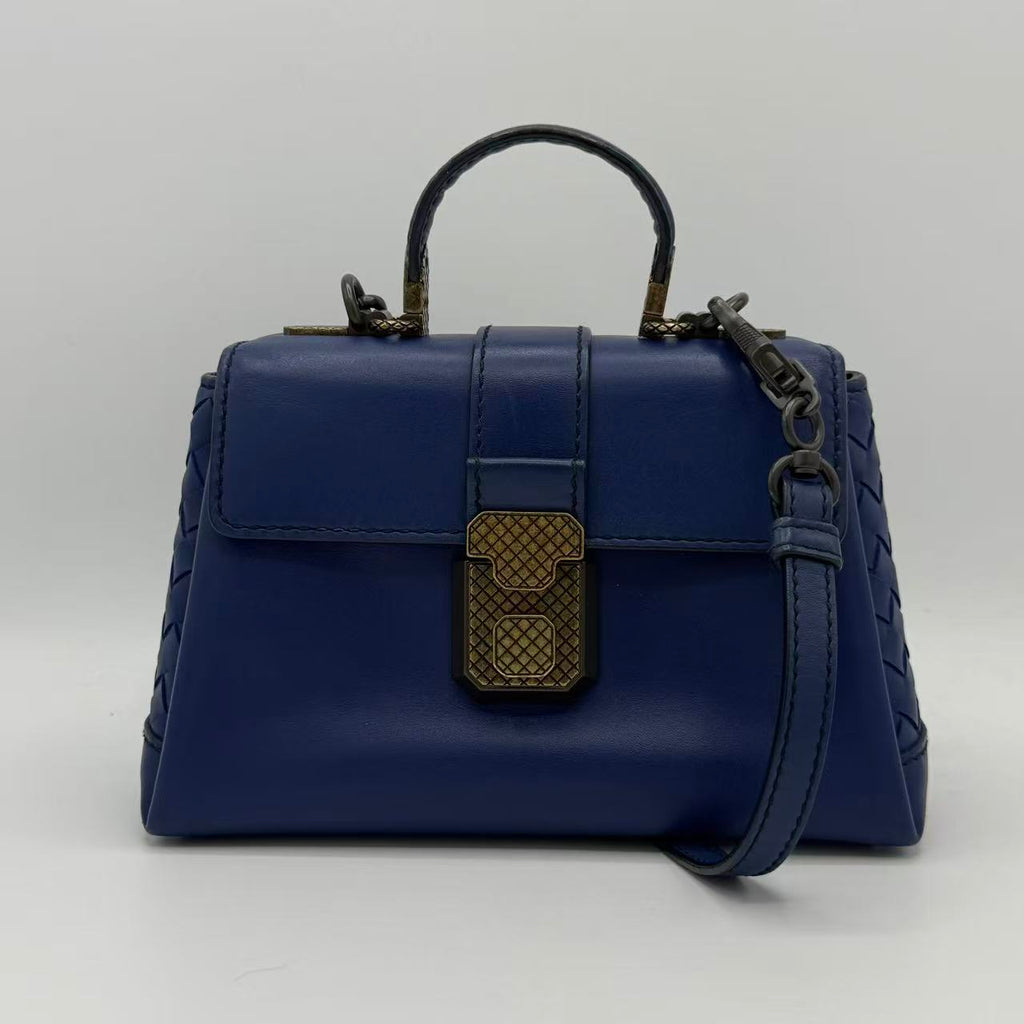 Intrecciato Trimmed Mini Piazza Top Handle Bag