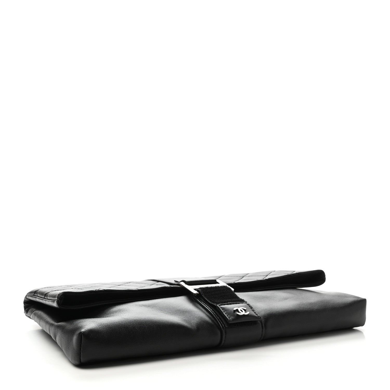Lambskin Quilted Grip Clutch Black twins
