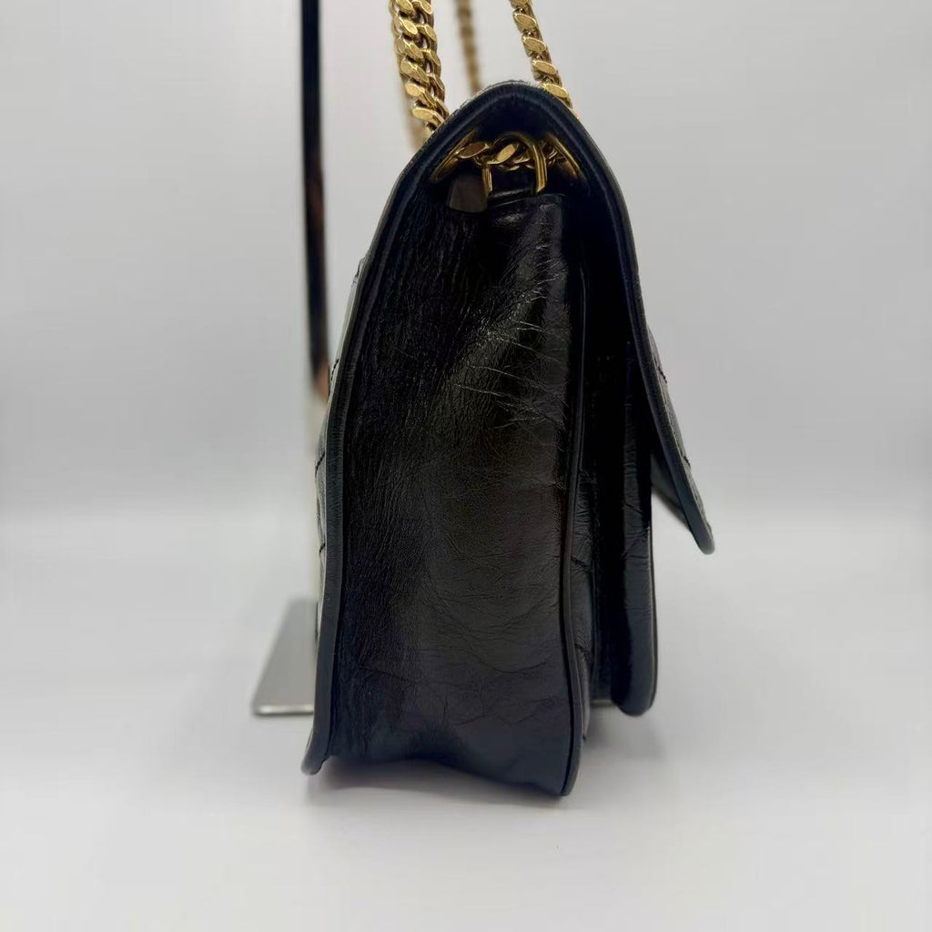 Niki Gold Chain Flap Bag Leather Medium