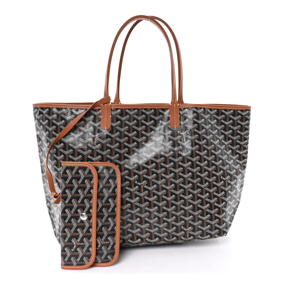 Goyard Black/Gold Chevron Print Coated Canvas St. Louis PM Tote Bag Twins B22375