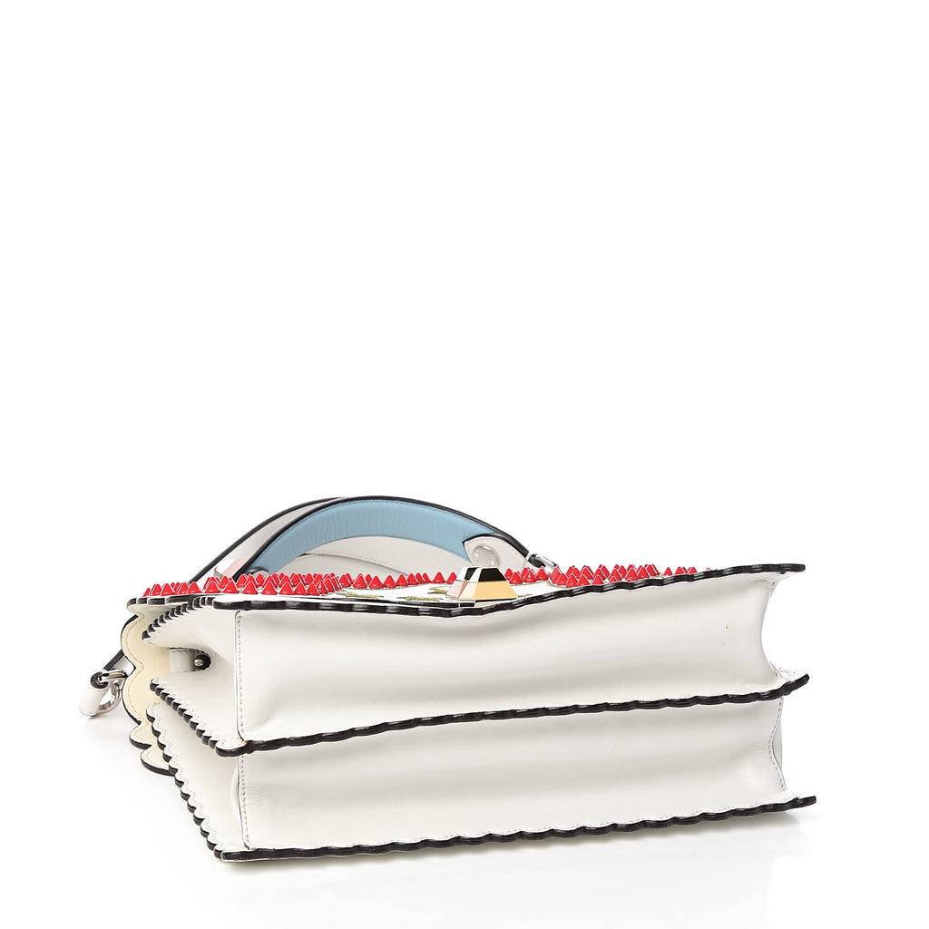 Vitello Liberty Scalloped Studded Flowers and Bows Kan I Shoulder Bag White Multicolor twins