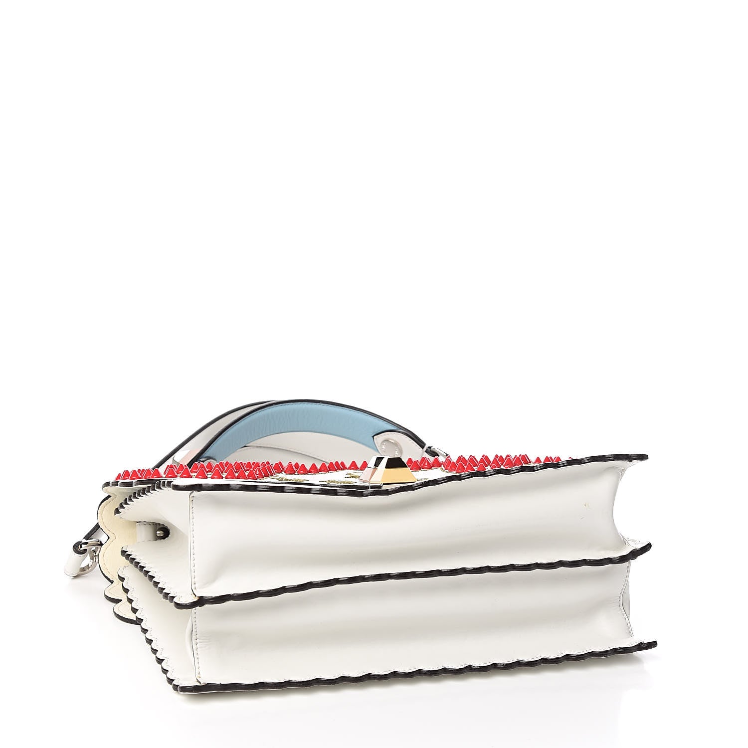 Vitello Liberty Scalloped Studded Flowers and Bows Kan I Shoulder Bag White Multicolor twins