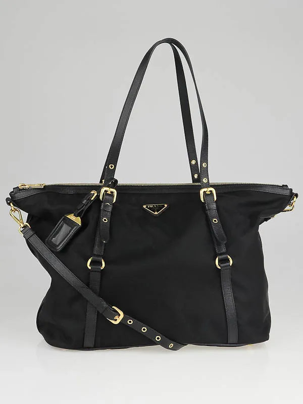 Prada Tessuto Nylon Jacquard Logo Tote Nero Black twins LDJ4108