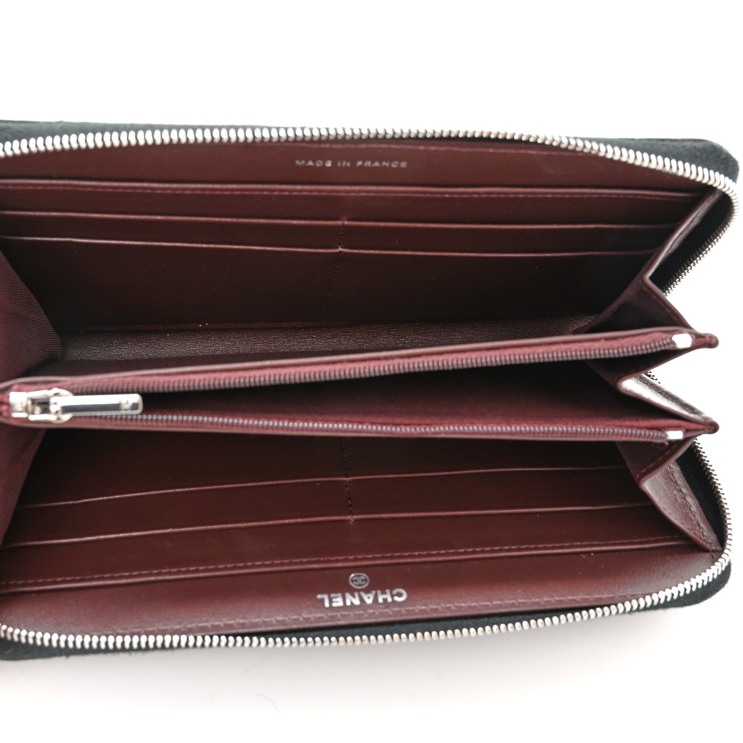 Caviar Quilted Large Gusset Zip Around Wallet Black - twins