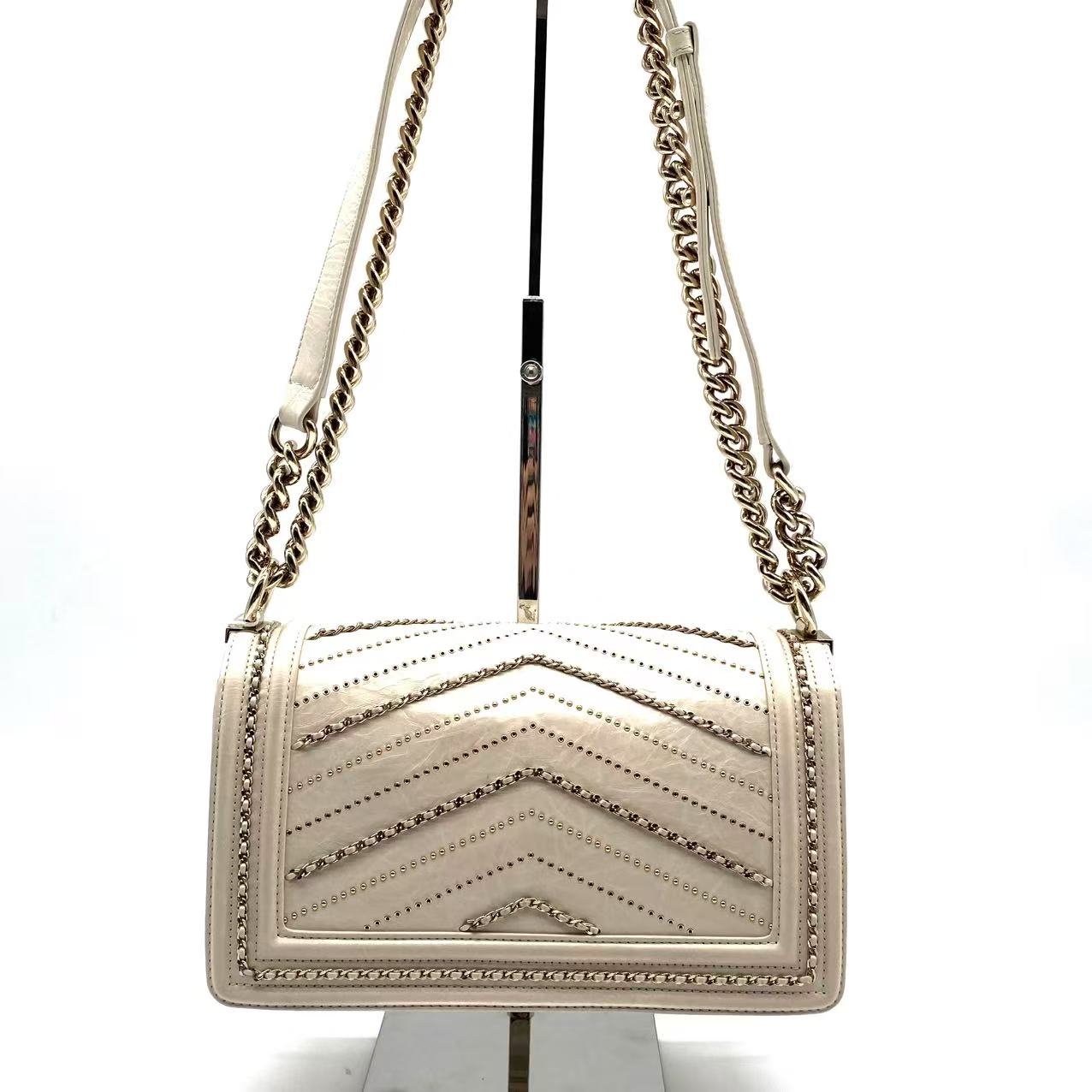Crumpled Calfskin Light Gold LeBoy