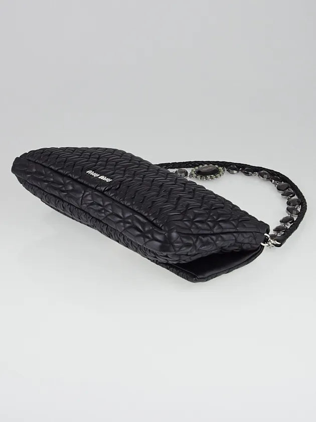 Black Cloquet Quilted Nappa Leather Cristal Shoulder Bag twins