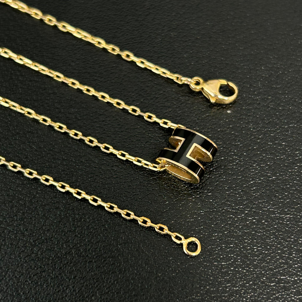 Pop H Pendant Chain Necklace Metal and Enamel Mini Twins LDJ3800