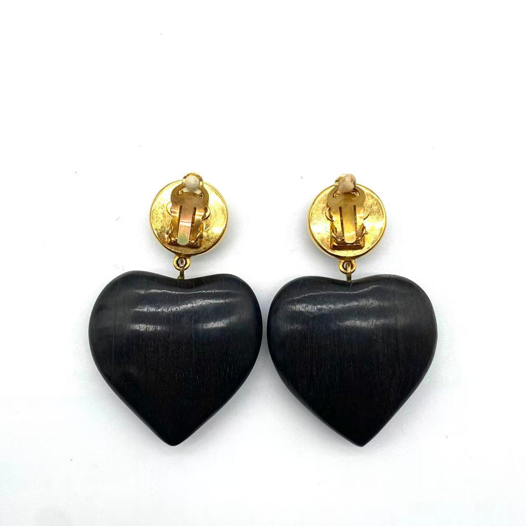 CHANEL Vintage Heart Shaped Clip On Earrings