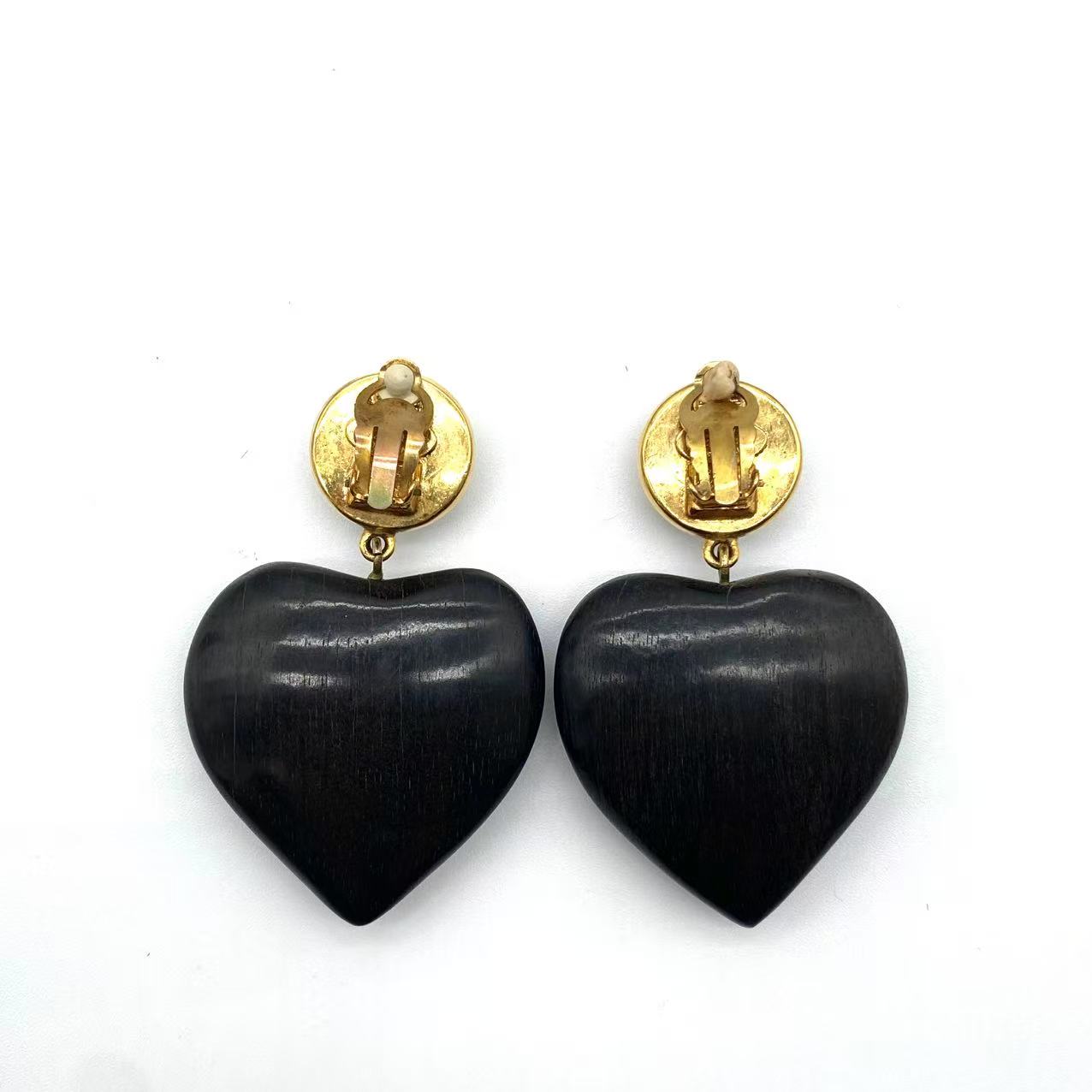 CHANEL Vintage Heart Shaped Clip On Earrings