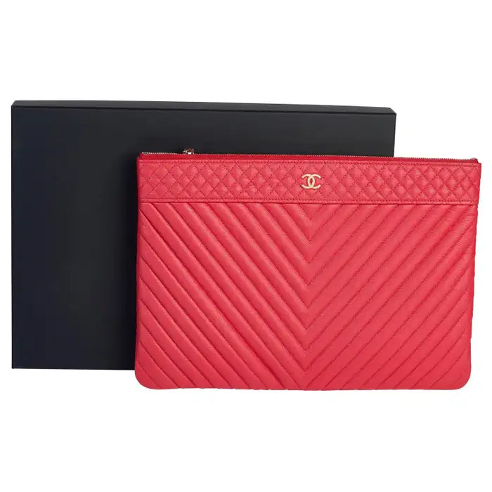 Boy O Case Clutch Chevron Lambskin Large Twins