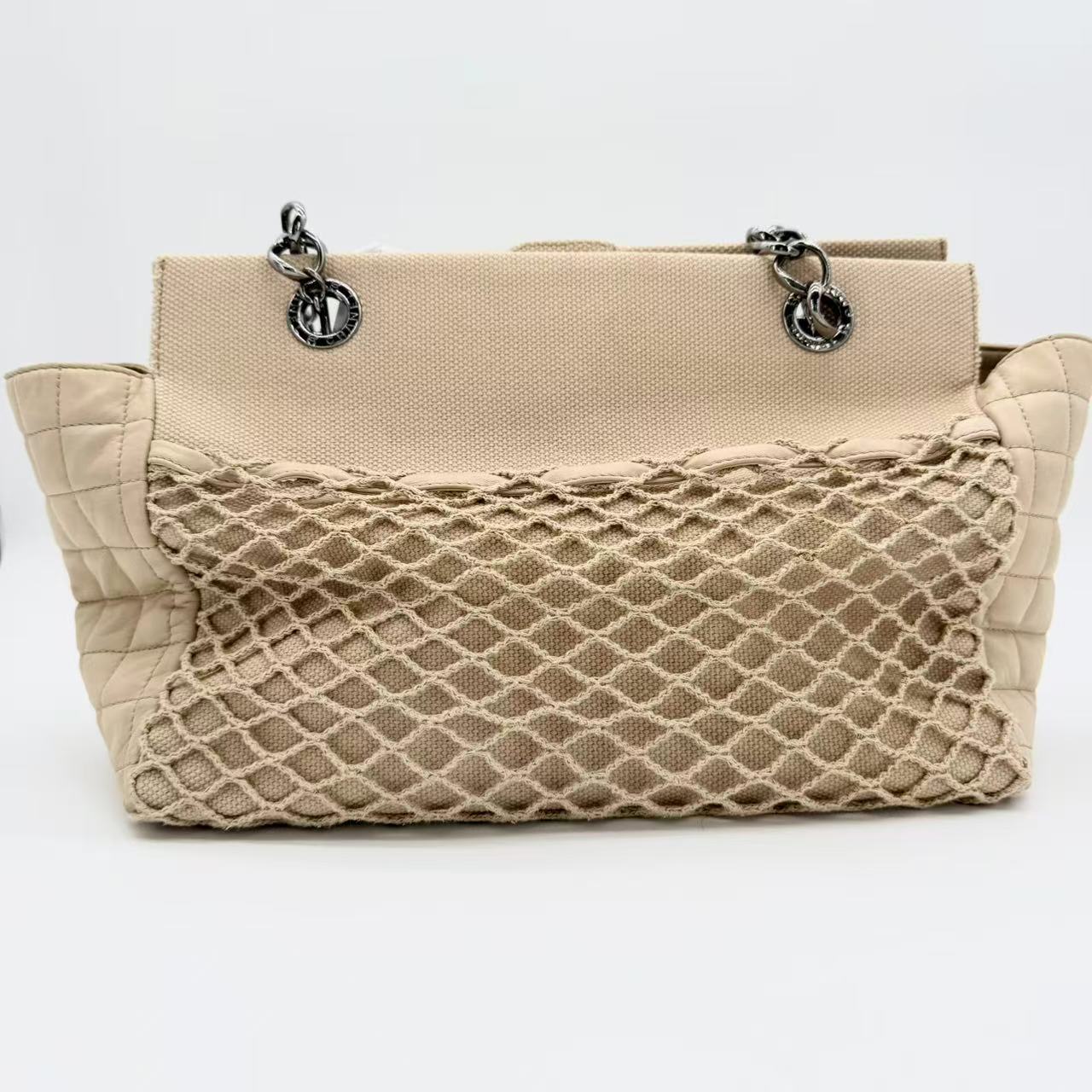Coco Mark Chain Shoulder Tote bag in a beige
