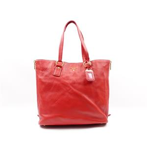Vitello Daino Side Zip Shopper Tote Rosso