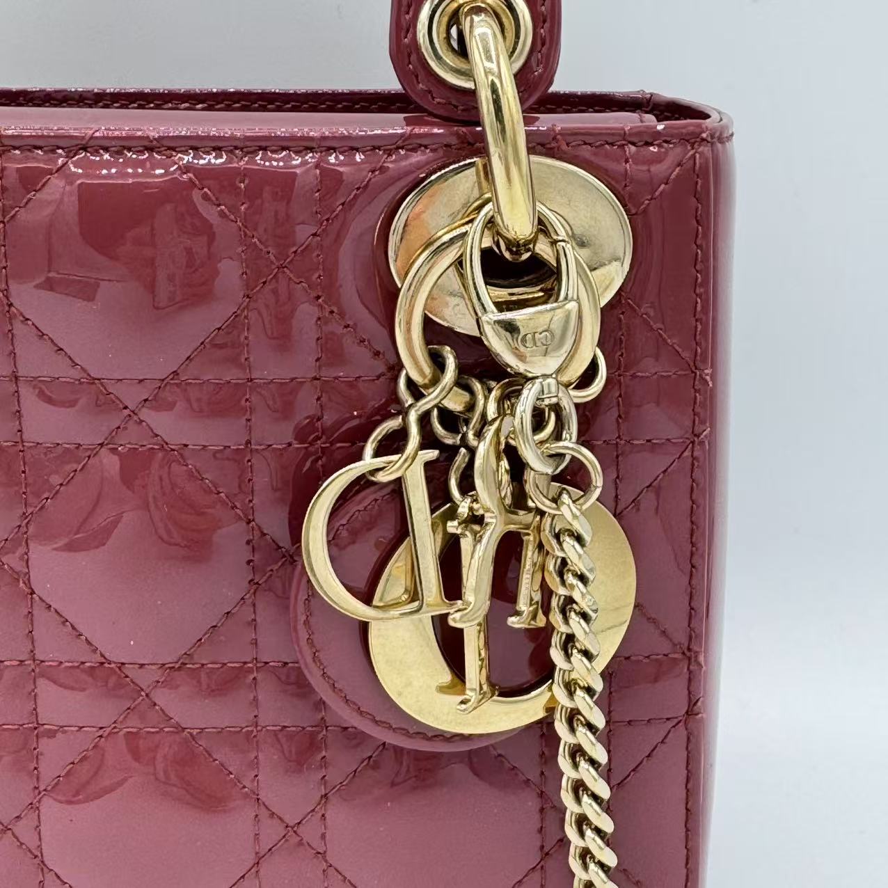 Christian Dior  Patent Cannage Mini Lady Dior Pink
