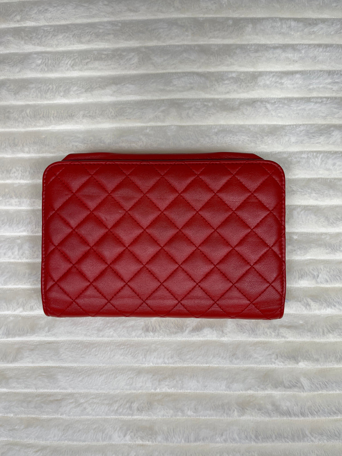 Chanel Quilted Wallet On Chain Lambskin Red