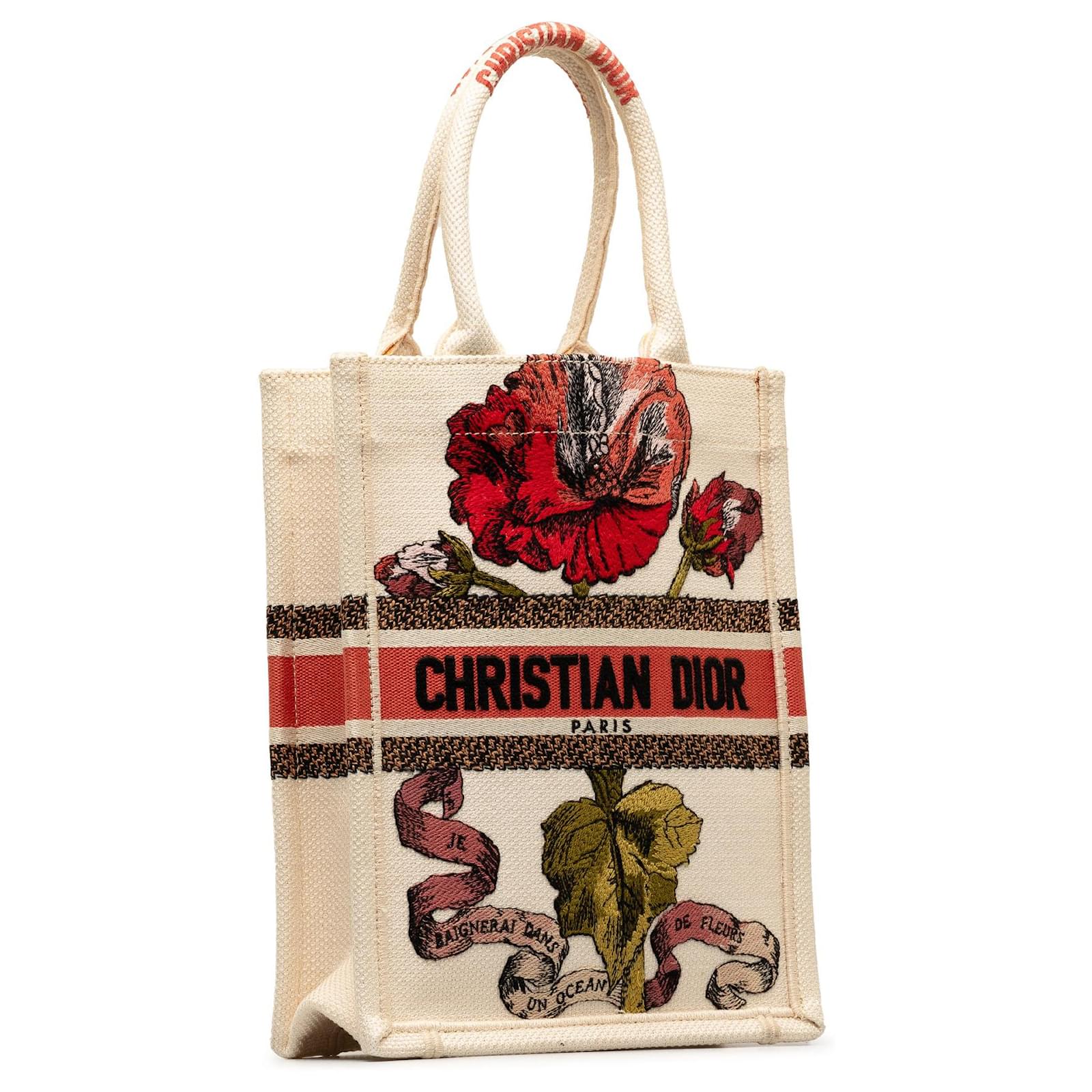 Dior Fleurs Bibliques Embroidery Vertical Book Tote twins