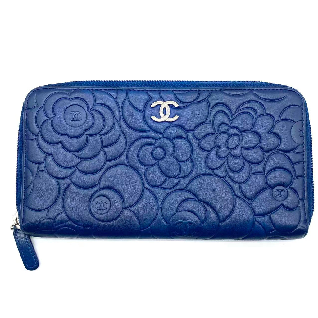 Chanel Zip Around Wallet Camellia Lambskin