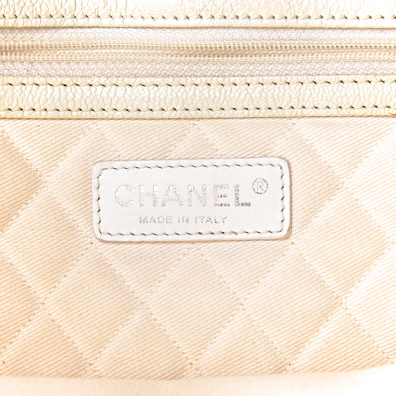 Goatskin Perforated Large CC Tote White