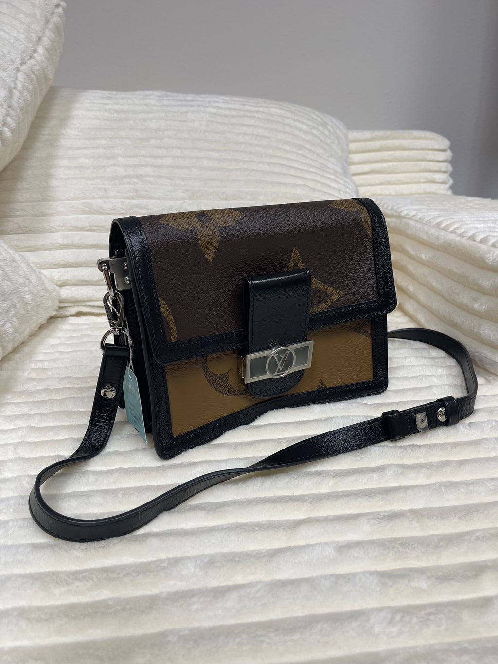 Giant Monogram Coated Canvas Dauphine MM Black