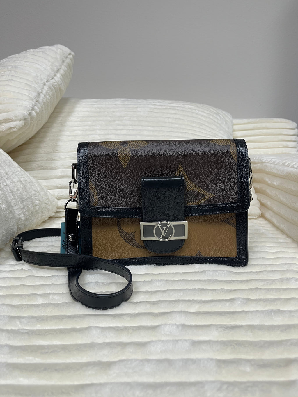 Giant Monogram Coated Canvas Dauphine MM Black