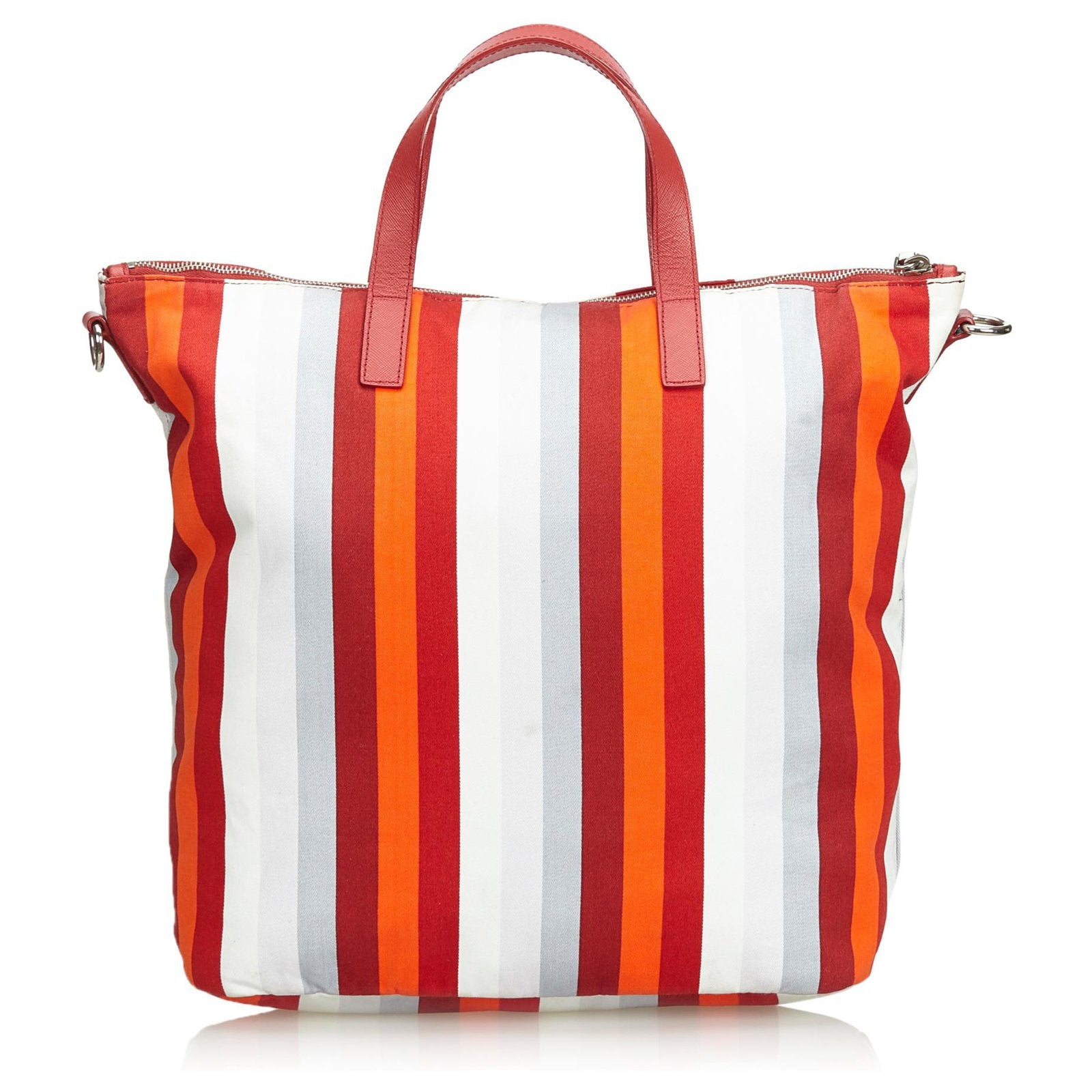 Bicolor Stripped Nylon Shopping Tote Twins