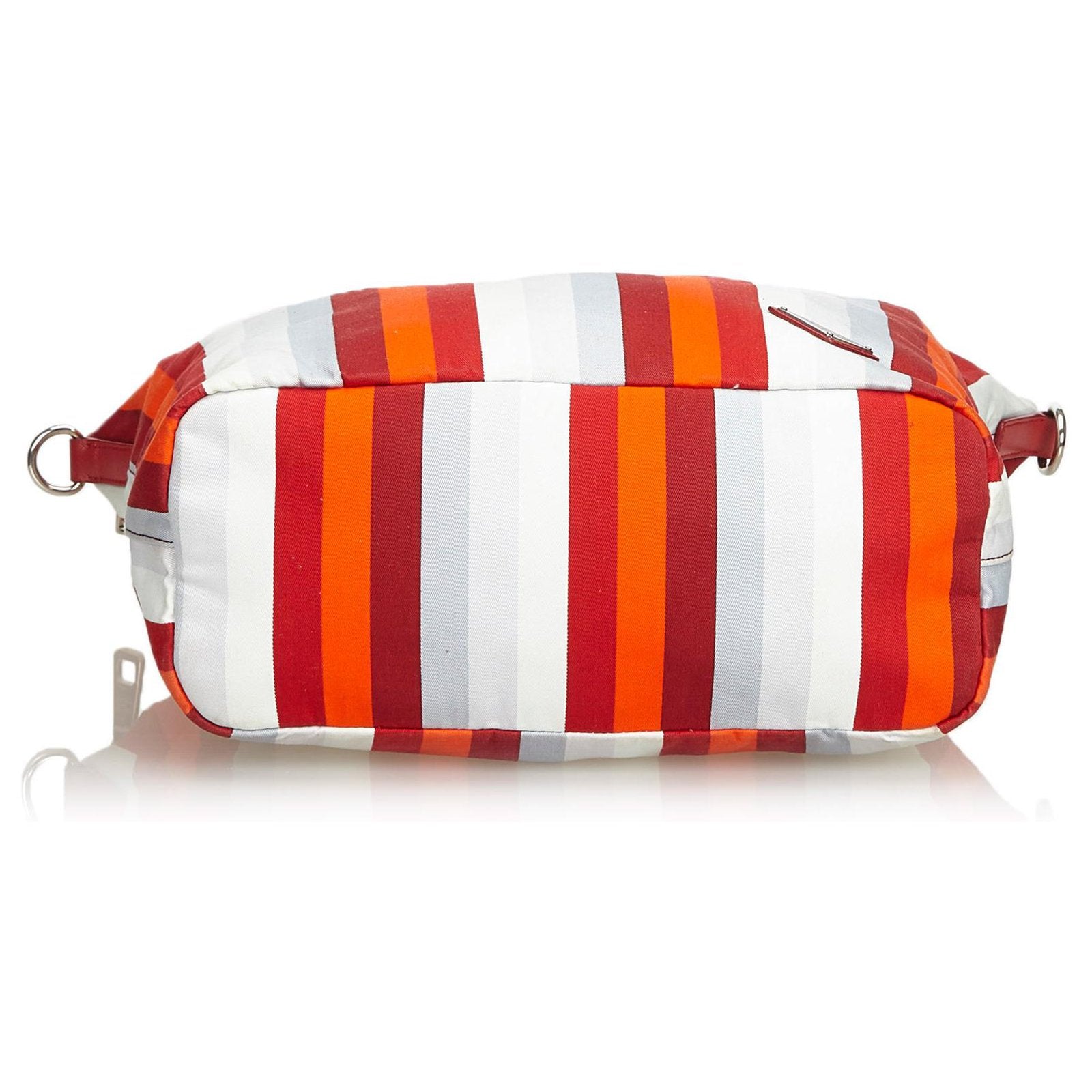 Bicolor Stripped Nylon Shopping Tote Twins