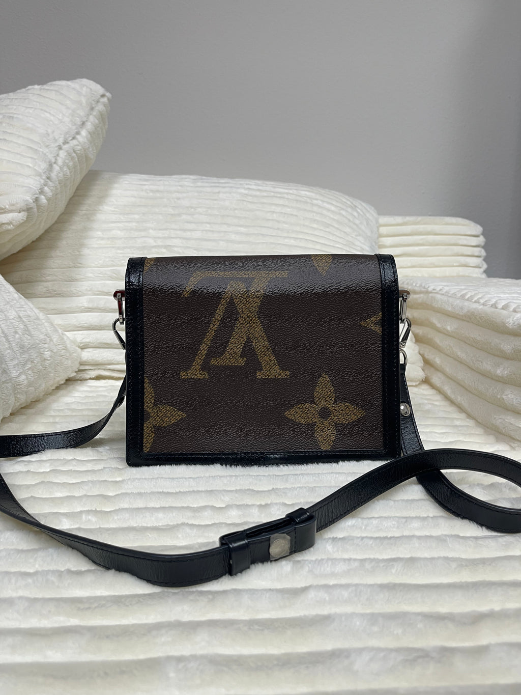 Giant Monogram Coated Canvas Dauphine MM Black