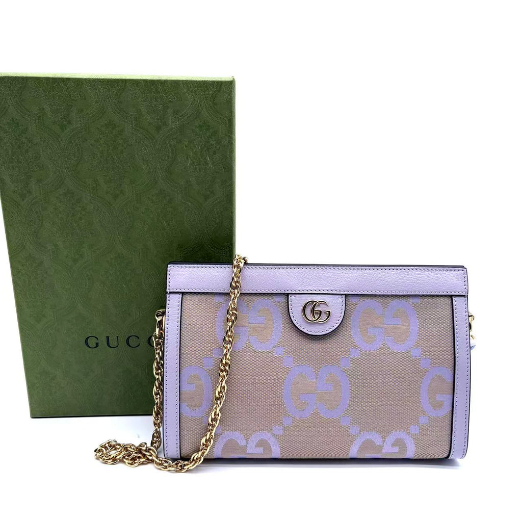 Monogram Jumbo GG Small Ophidia Chain Shoulder Bag Beige LDC-0258