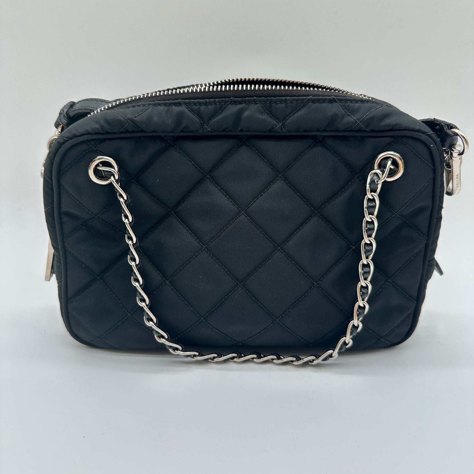 Qulited Tessuto Nylon Chain Crossbody Bag
