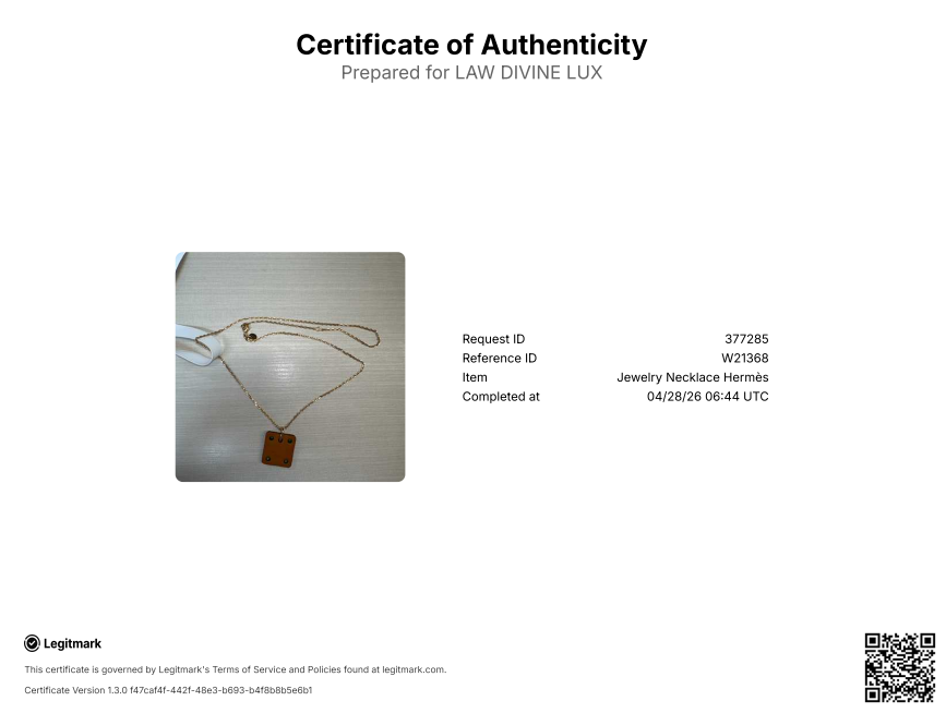 Pendant Necklace Metal and Swift Leather Gold Twins W21368