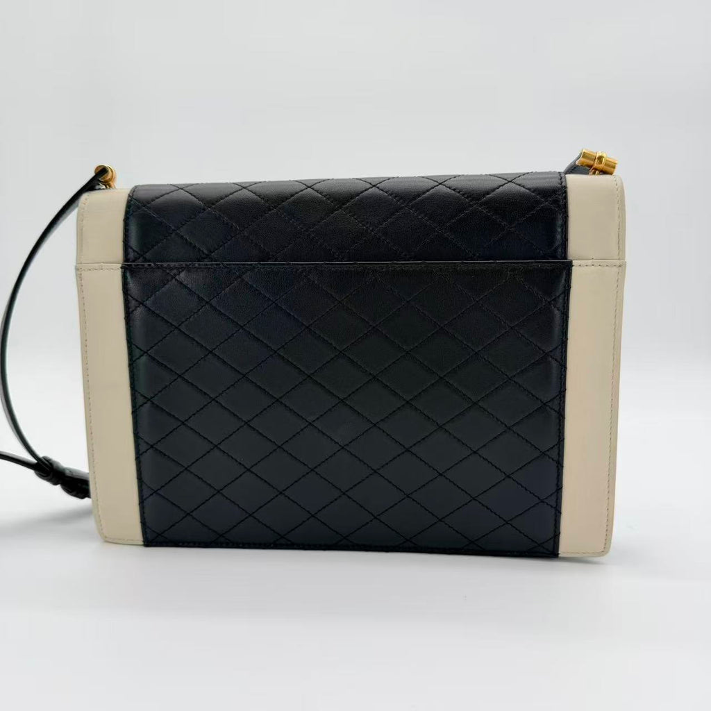 Gaby Satchel in cream and black leather