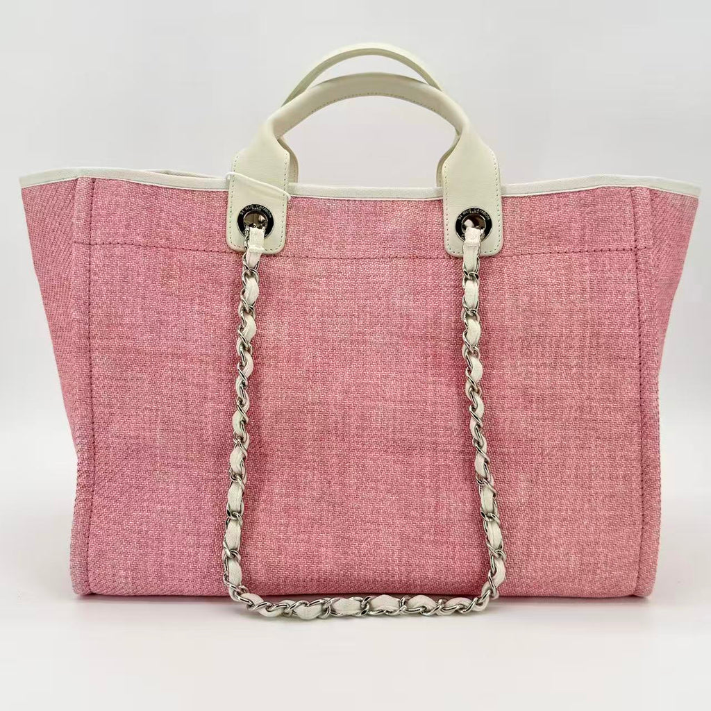 Striped Canvas Deauville Medium Shopping Tote Bag