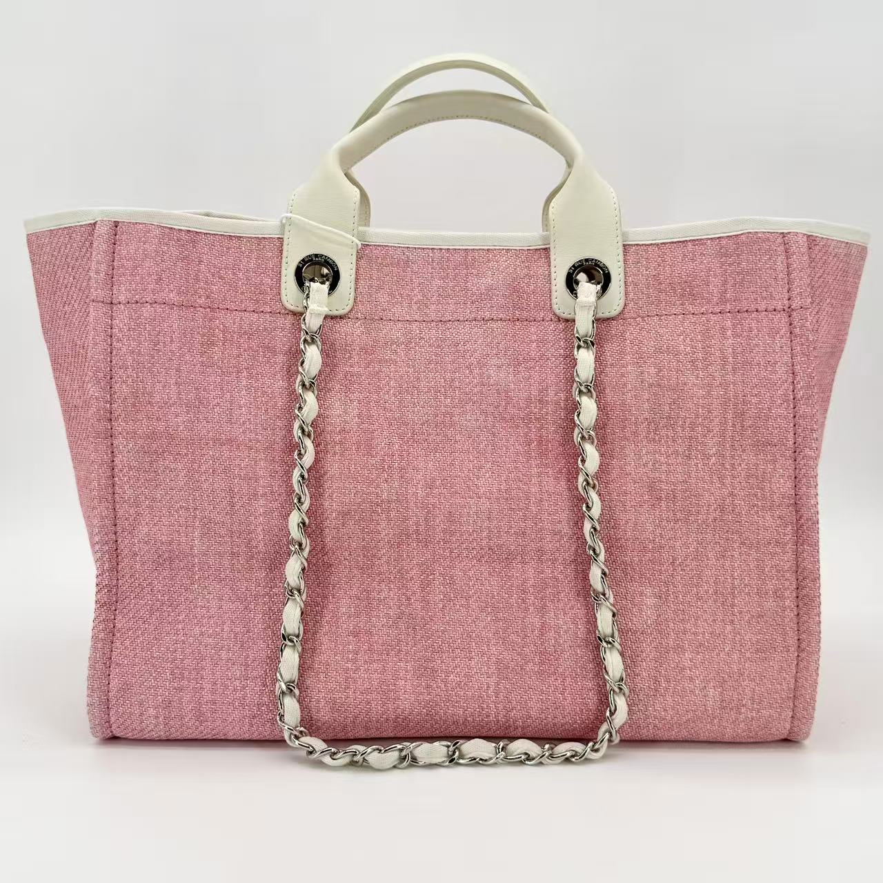Striped Canvas Deauville Medium Shopping Tote Bag