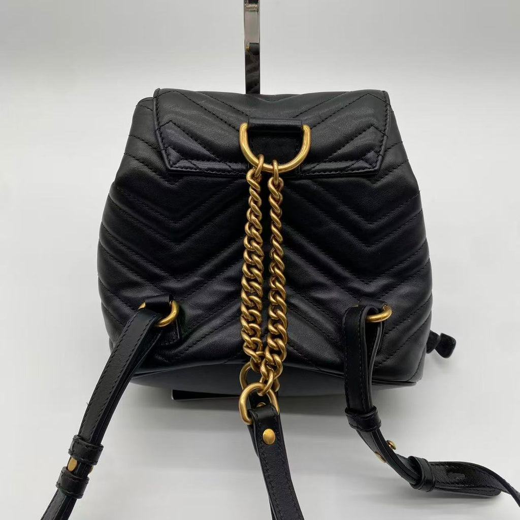 Gucci Backpack Rucksack GG Marmont Leather Black