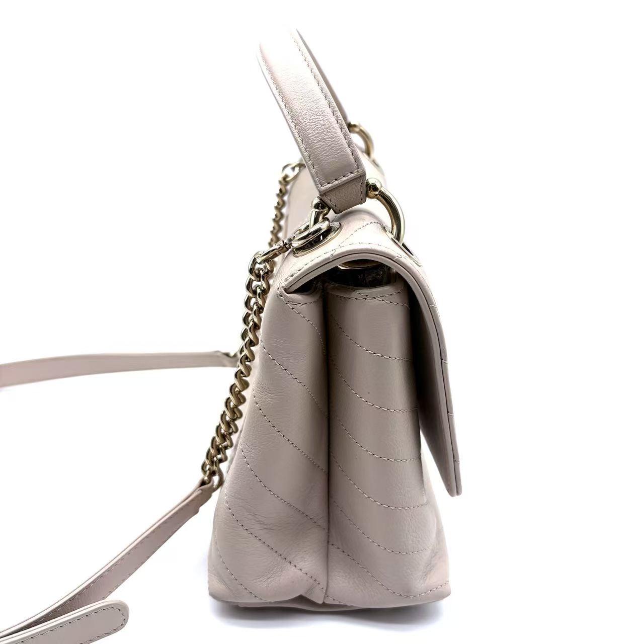 Chevron Chic Top Handle Bag Chevron Calfskin with Elaphe Small