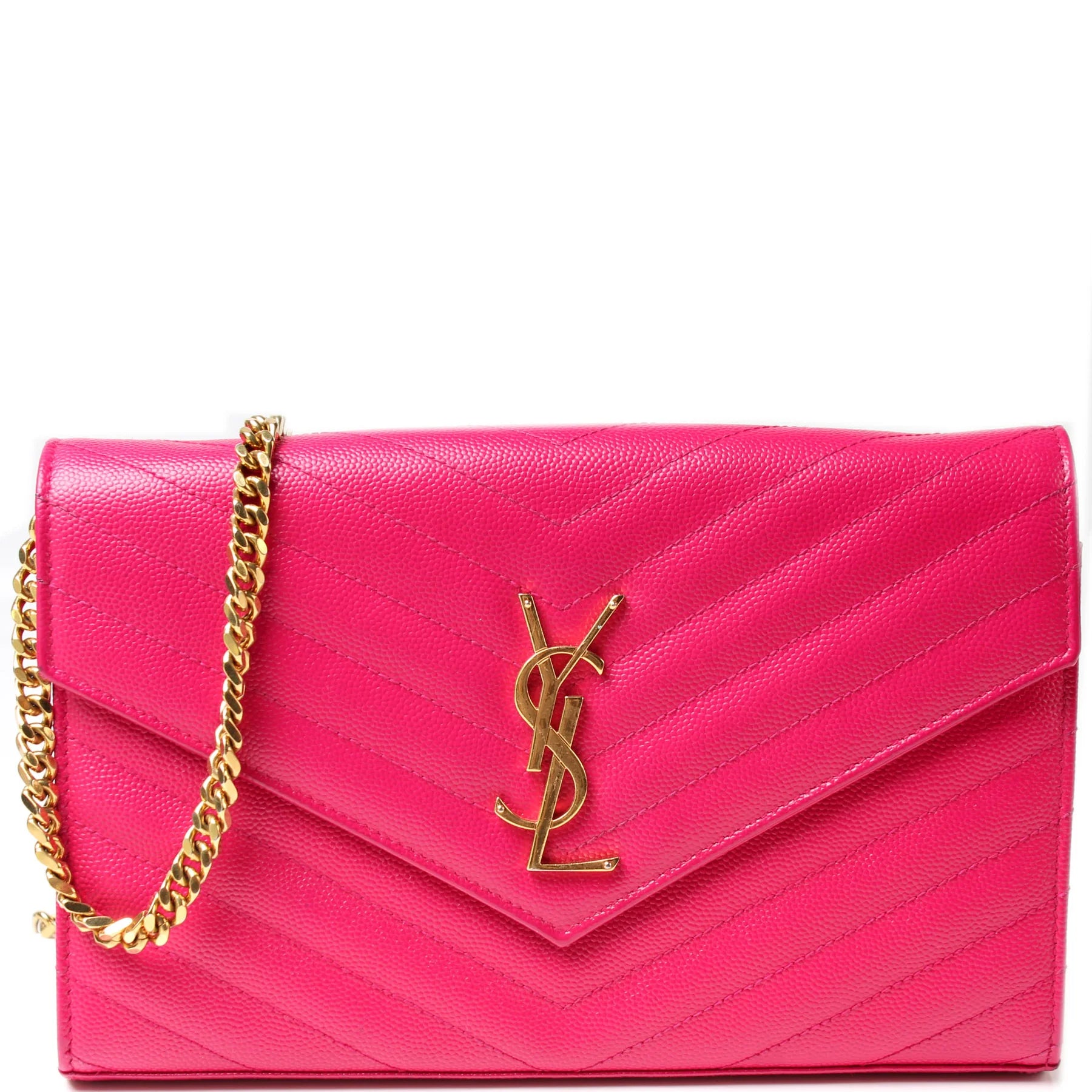 Classic Monogram Wallet on Chain Matelasse Chevron Leather Twins