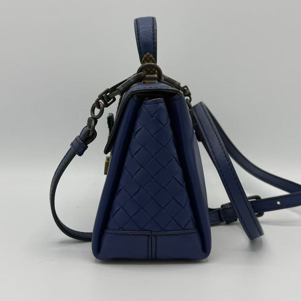 Intrecciato Trimmed Mini Piazza Top Handle Bag